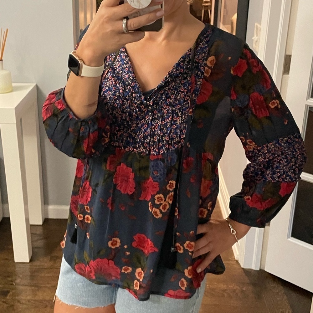 Daniel Rainn Floral Peasant Blouse